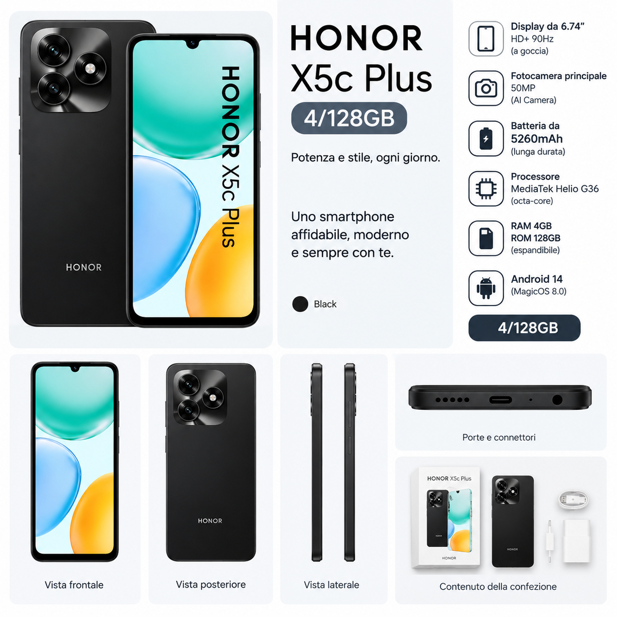 HONOR X5c Plus 4GB/128GB – Nero