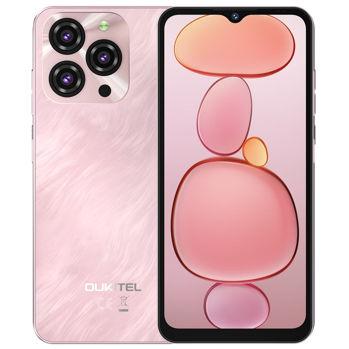 OUKITEL C3 rosa – vista anteriore e posteriore