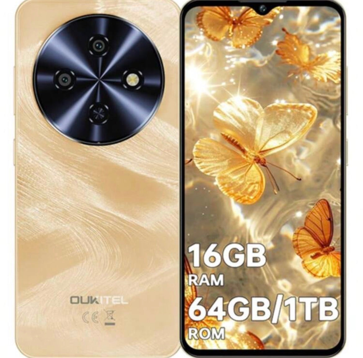OUKITEL C5 oro – vista anteriore e posteriore